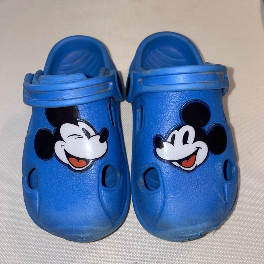 Mickey Mouse Toddler Boys Blue Clogs, Size 5-6, Slip-On, Used
